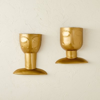(Set of 2) Face Planter Decorative Wall Sculptures Brown - Opalhouse™ designed with Jungalow™