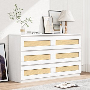 Bedroom Dresser for Small Spaces, Rattan 6 Drawer Dressers - 1 of 4