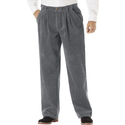 KingSize Expandable Waist Corduroy Pleat-Front Pants