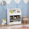 KWPZQEB Kids Bookcase, Wooden Bookshelf with 3 Fabric Bins and Drawer, Toy Storage Cabinet Organizer with Multiple Shelves for Nursery, Bedroom - 4 of 4