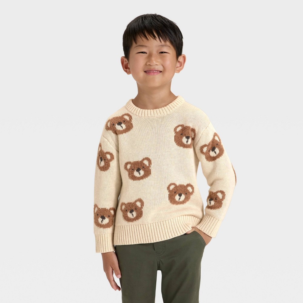 Toddler Boys' Bear Pullover Sweater - Cat & Jack™ Tan 3T