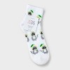Women's Cats & Lemons 2pk Cozy Quarter Crew Socks - White/Pink 4-10: Midweight Velour Ribbed Fabric - 2 of 3