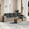 vidaXL Patio Sofa Set with Cushions Outdoor Furniture 6 Piece Poly Rattan - Gray without storage - 2 of 4