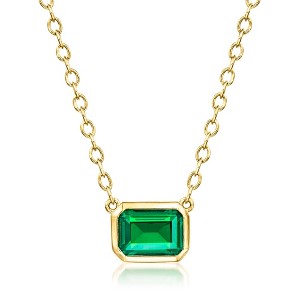 Pure Collection by Ross-Simons 0.60 Carat Lab-Grown Emerald Necklace in 18kt Gold Vermeil Size 16 - 1 of 4
