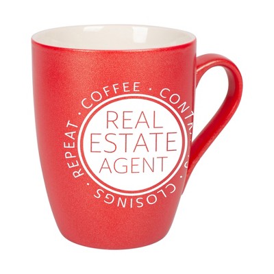 Elanze Designs Coffee Contracts Closings Real Estate Agents Crimson Red 10 ounce New Bone China Coffee Cup Mug