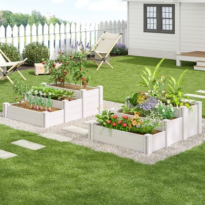 SpassWay PVC Black Rectangular Mobile Planters Planting Box Trellis for Climbing Plants