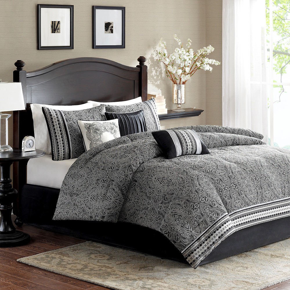 UPC 675716507824 product image for Portola 7 Piece Jacquard Comforter Set - Black (King) | upcitemdb.com