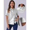 INSPIRE CHIC Women's PU Leather Button Down Short Sleeve Collar Party Club Top - 2 of 4