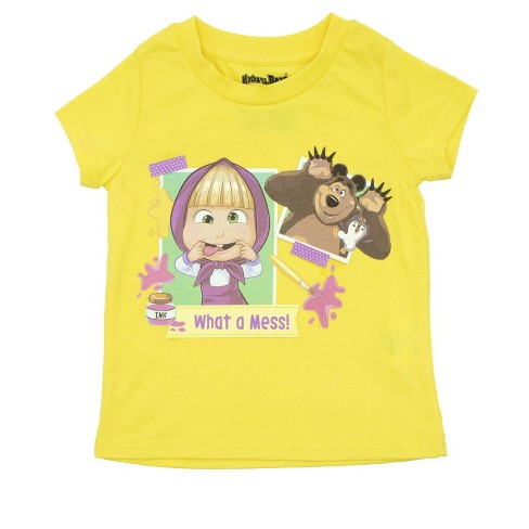 Masha and the Bear Toddler Classic Fit Short Sleeve Round T shirt Yellow 12 18 Months