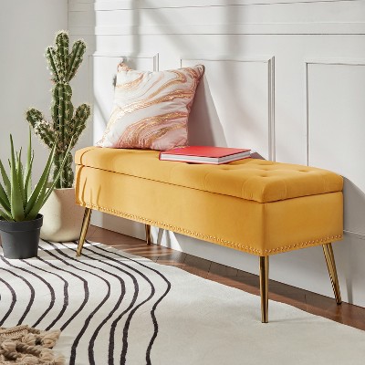 Hippolytus  Storage Bench with Nailhead Trim and Button-tufted  for Bedroom  | ARTFUL LIVING DESIGN
