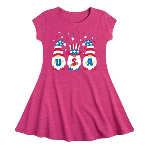 Girls' - Instant Message - Fourth of July Fit & Flair Cap Sleeve Graphic Dress - 1 of 3