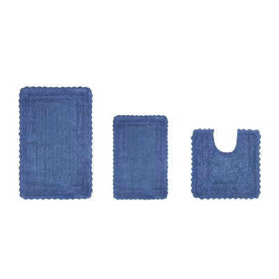 Lilly Crochet Collection 100% Cotton Tufted Reversible 3-Piece Bath Rug Set – Super Absorbent, Machine Washable Bathroom Mats with Crochet Pattern