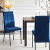 Velvet High Back Nordic Dining Chair Modern Fabric Chair with Black Legs, Set of 4 - 2 of 4