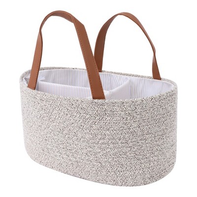 Unique Bargains Handcrafted Odorless Cotton Rope Storage Basket with Handles and Divider 1 Pack