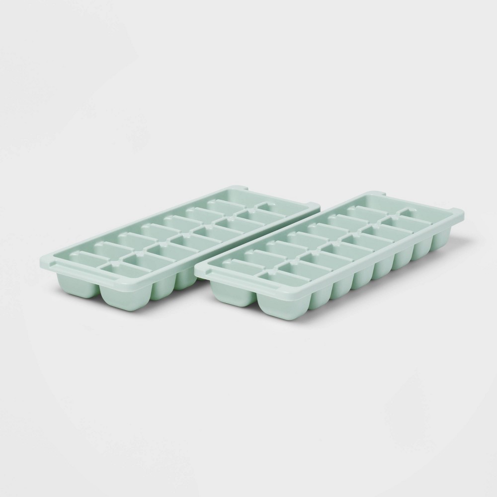 Photos - Barware 2pk Plastic Ice Trays Mint Green - Room Essentials™: BPA-Free, Stackable, Dishwasher-Safe, 16 Cavities, Freezer Safe