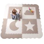 CHILDLIKE BEHAVIOR Baby Play Mat Tiles - Non Toxic Foam Floor Mat for Playroom & Nursery, 61"x61" X-Large, Biege
