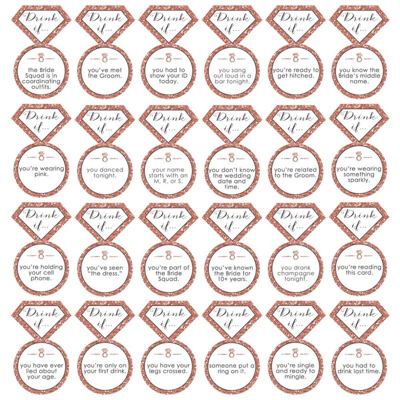 Big Dot of Happiness Drink If Game - Bride Squad - Rose Gold Bridal Shower or Bachelorette Party Game - 24 Count, 2 of 5