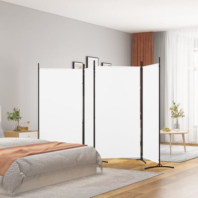 vidaXL 4-Panel Room Divider - Fabric Screen with Foldable Design - White Room Partition for Privacy Enhancement - Modern, Space Saving Home Furniture