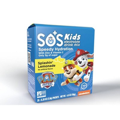 SOS Hydration Paw Patrol Electrolyte Drink Mix for Kids - Lemonade - 0.16oz/20pk