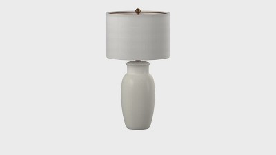 Ivory Ceramic Table Lamp with White Drum Shade