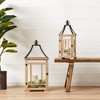 Natural Wood and Metal Lantern (Set Of 2) – Rustic Frame Design – 31 Inch Height – For Indoor Candle Display – By Melrose - 3 of 3