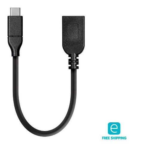Monoprice Select Series 3.1 USB-C to USB-A Cable Female Gen 1, 3A, 5 Gbps, 0.15m (0.5ft), Black