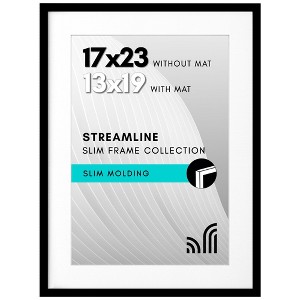 Americanflat 17x23 Picture Frame with Polished Plexiglass - Use as 13x19 Frame with Mat or 17x23 Frame Without Mat - Streamline Collection - Black - 1 of 4