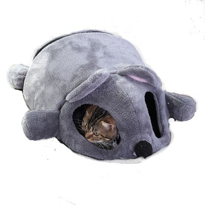 Munora Mouse Shape Cat Tunnel Bed - Indoor Winter Warm Cave, Windproof Soft Fur Sleeping Pod for Cats