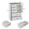 RISOKEYS Farmhouse 5 Drawer Dresser,Tall White Dressers & Chests of Drawers,Wood Drawers Organizer Storage Cabinets for Bedroom Living Room Entryway. - 3 of 4