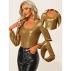 Allegra K Women's Scoop Neck Lantern Sleeve Shiny Metallic Glitter Tops - 2 of 4