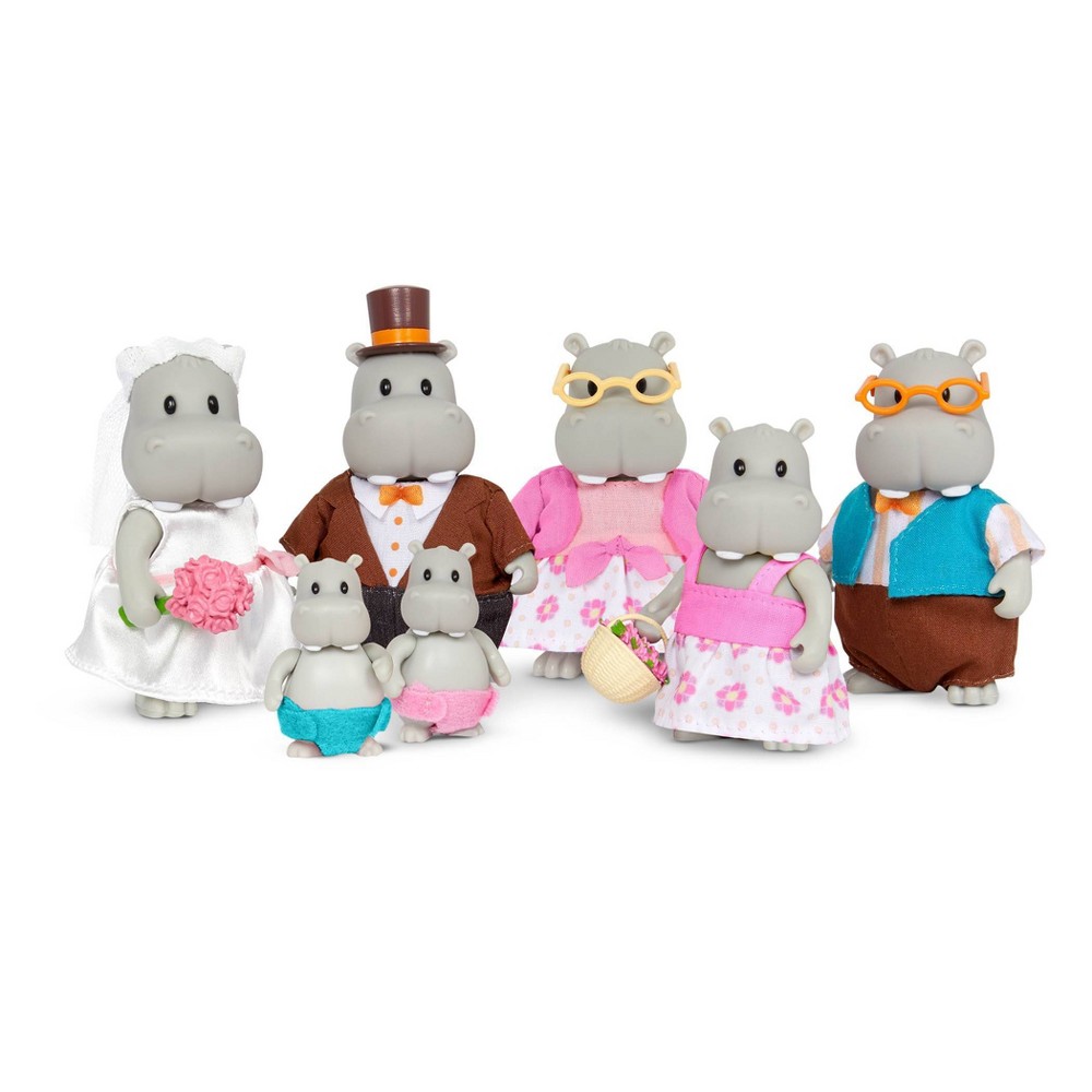Photos - Action Figures / Transformers Li'l Woodzeez Pitterpotemus Hippo Family Small Figurines Wedding Set 
