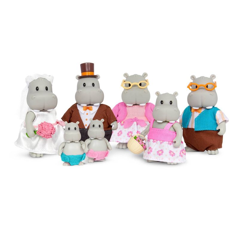 Li&#39;l Woodzeez Pitterpotemus Hippo Family Small Figurines Wedding Set, 1 of 7