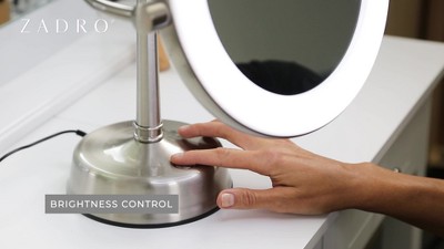 Lexington Satin Nickel Dual-Sided LED Lighted Vanity Mirror with Adjustable Stand