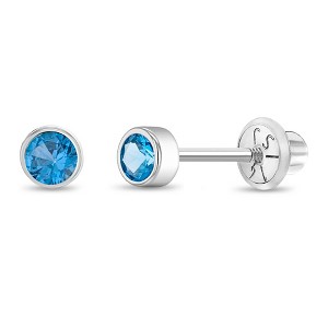 Girl's Bezel Cubic Zirconia 14k Gold Earrings - In Season Jewelry - 1 of 4
