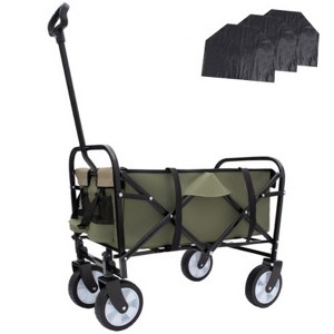FURNIinspire Outdoor Serving Carts Foldable Wagon Cart Beach Wagon Utility Wagon Grocery Cart 3pcs plastic Liner Cover, Green, 25.98"*17.32"*37.4" - 1 of 4