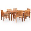vidaXL Solid Acacia Wood 7 Piece Patio Dining Set - Elegant Outdoor Dining and Lounging Furniture with Cushions - 2 of 4