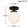 Possini Euro Design Jilly Modern Ceiling Light Semi Flush Mount Fixture 6 3/4" Wide Black White Glass Globe Shade for Bedroom Kitchen Living Room Home - 4 of 4