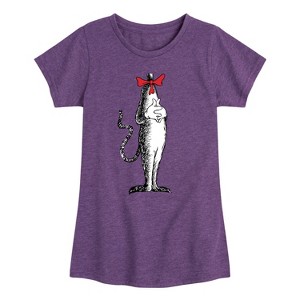 Girls' - Dr. Seuss - Cat in the Hat Costume Fitted Short Sleeve Graphic T-Shirt - 1 of 4