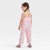 Grayson Mini Toddler Girls' French Terry Checkerboard Printed Jumpsuit - Pink - 2 of 3