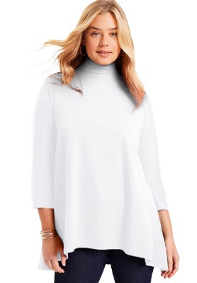 June + Vie by Roaman's Women's Plus Size One+Only Mock-Neck Tunic