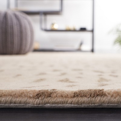 Luxurious Hand-Knotted Light Beige & Camel Wool 8' x 10' Geometric Rug