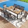 Tangkula 9-Piece Outdoor Patio Furniture w/ Large Wooden Tabletop & Umbrella Hole - 2 of 4