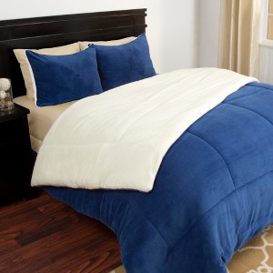 Lavish Home 3 Piece Fleece Comforter Set - 1 of 4