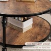 Round Coffee Table Industrial Center Table with Storage Shelf 2-Tier Rustic Accent Center Table Wood Circle Coffee Table - 4 of 4