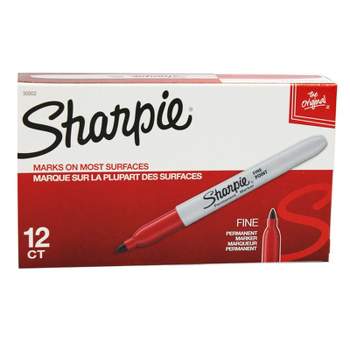 Sharpie Fine Point Permanent Marker, Red, Box of 12