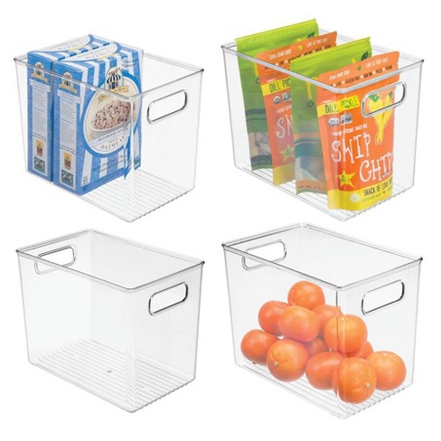 Mdesign Plastic Kitchen Food Storage Bin With Handles, 10 X 6 X 5, 6 Pack -  Clear : Target