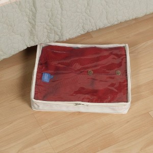 Household Essentials Canvas Sweater Bag Natural Blended: Multicolored Zippered Storage for Clothing & Sweaters - 1 of 3