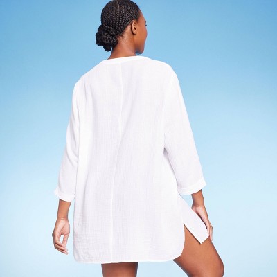 Women's Pullover Tunic Swimsuit Cover Up Kona Sol™ White L Target