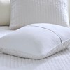 3 Pcs Stripe Stitch Reversible Quilt Set, Hotel Collection Style Solid Color Bed Blanket, Cooling Touch Cotton Filling Bedding with Matching Shams - 4 of 4