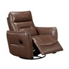 Genuine Leather Swivel Recliner Chair with Pull-Handle Reclining and Removable Seat Back - 3 of 4